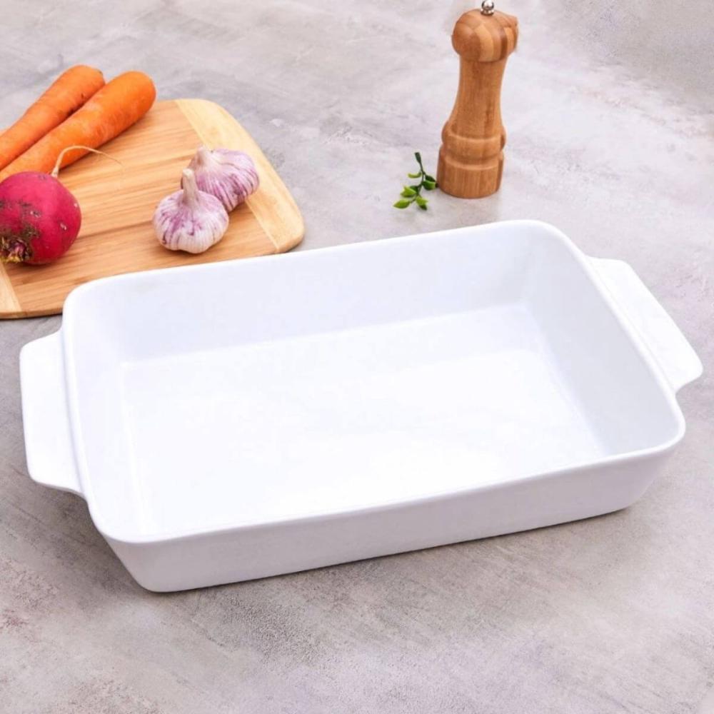 Refratário 23,5x15x5cm Travessa Porcelana Branca com Alça Funda Lyor Basic