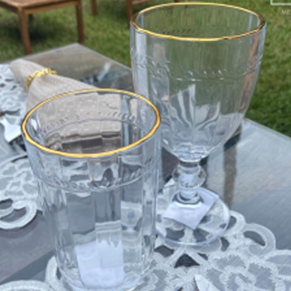 Taça Cristal 330ml Fio de Ouro Imperial Lyor Avulsa Servir Sucos Água Drinks Mesa Posta