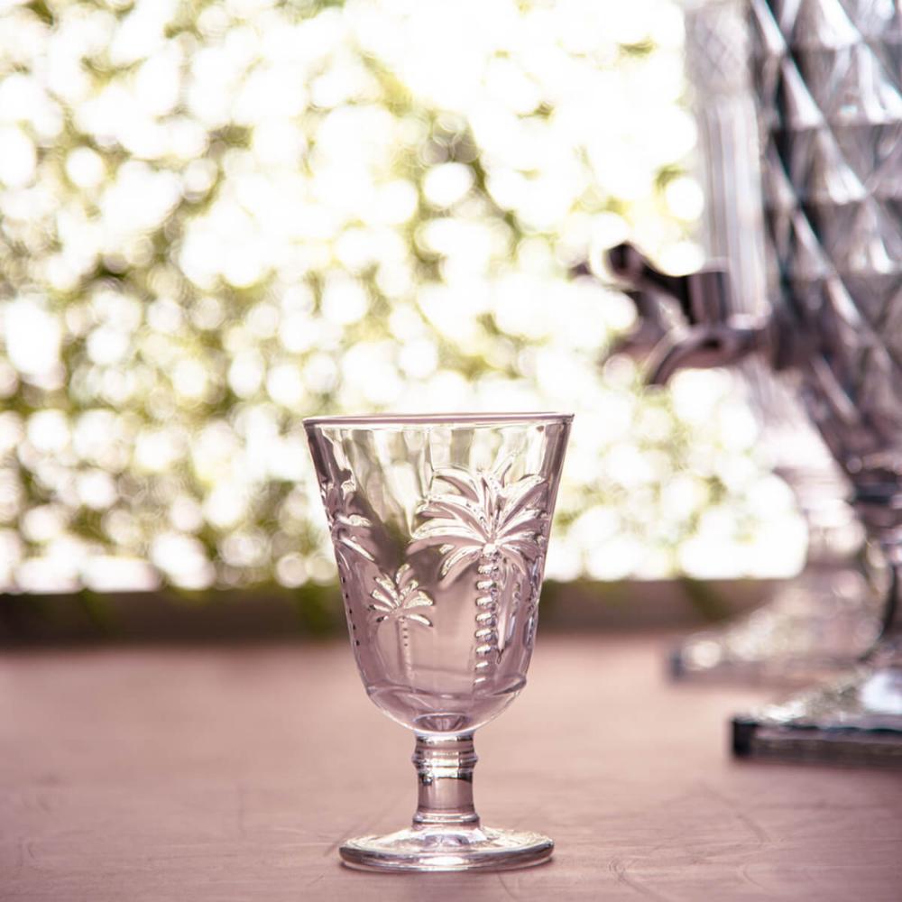 Taça para Água de Vidro Cristal Palm 240ml Lyor Decorada Pal
