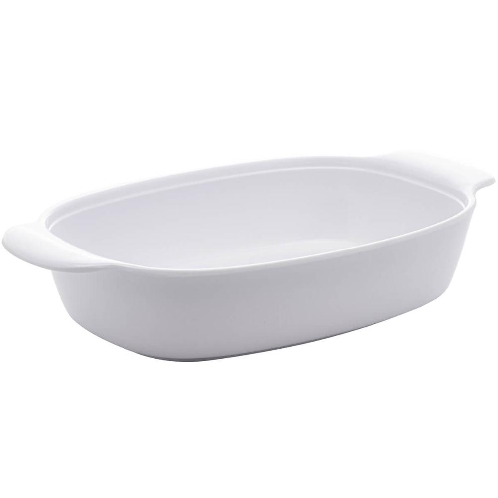 Travessa Lyor Melamina Branca Milão 23x13cm com Alças Laterais para Servir
