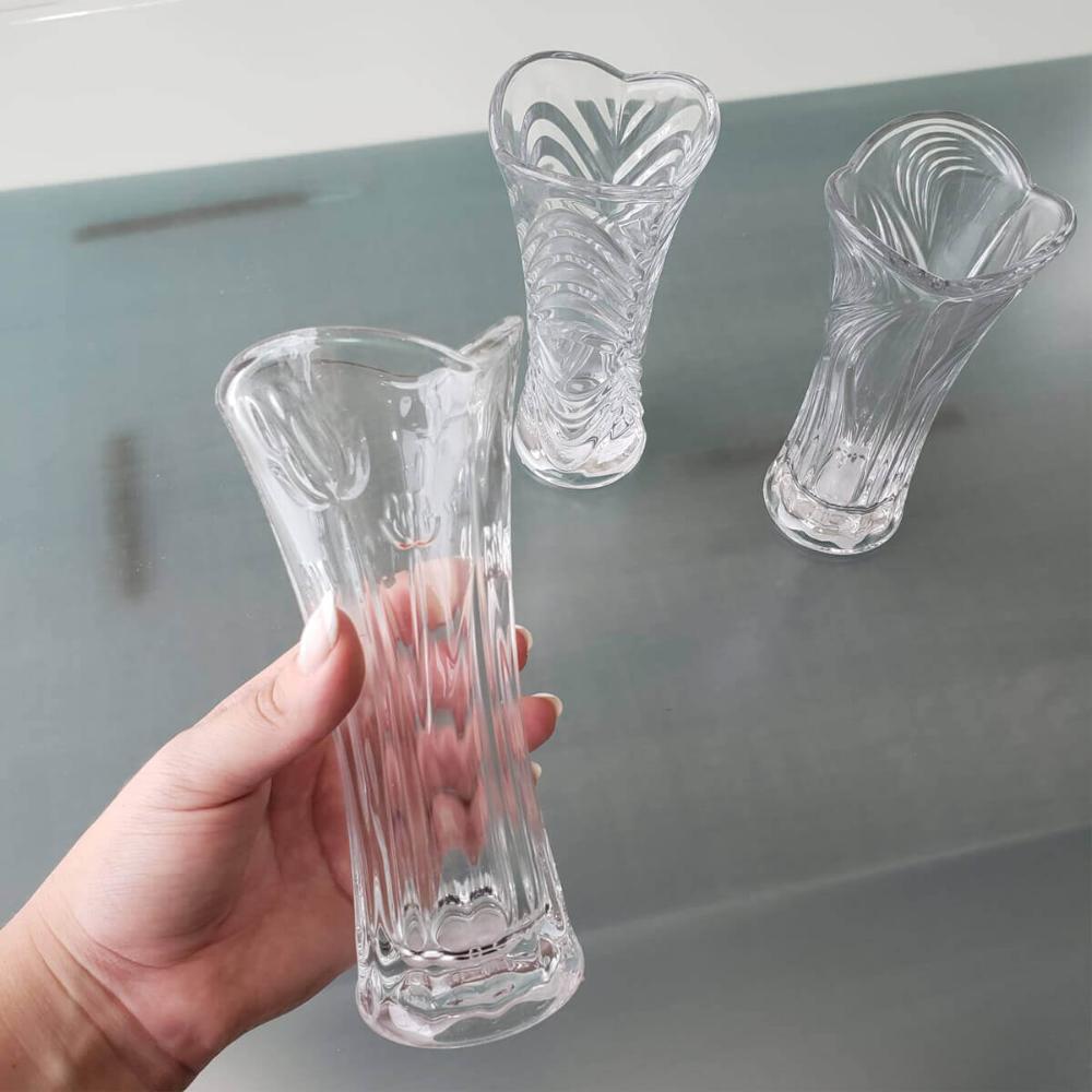 Vaso de Vidro 7,5x7,5x17cm Tulipa Jarro de Flor Transparente