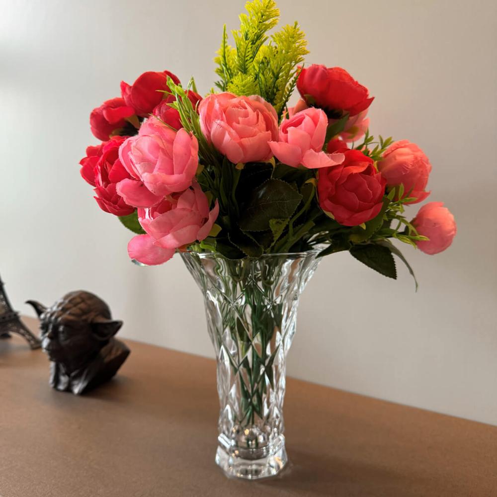 Vaso de Vidro Lyor Diamond 13x20cm Decorativo Plantas Arranj