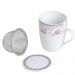 Xícara Caneca de Chá Porcelana Branca com Tampa e Infusor Inox 310ml Lyor
