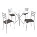 Conjunto de Mesa com Tampo de Vidro e 4 Cadeiras Istambul I Branco e Preto