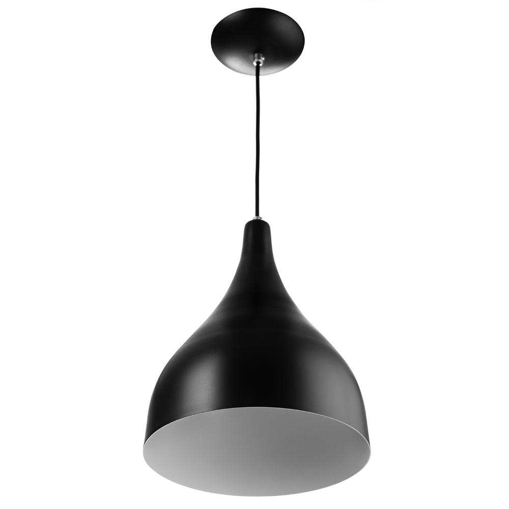 2 Lustres Pendente Gota Media Alumínio 30cm Preto + Lampada