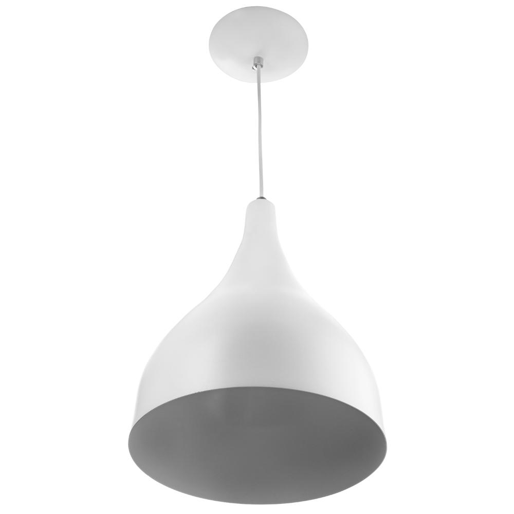 2 Lustres Pendente Gota Pequena Alumínio 21cm Branca + Lampadas