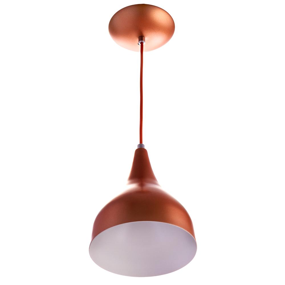 2 Lustres Pendente Gota Pequena Alumínio 21cm Cobre + Lampada