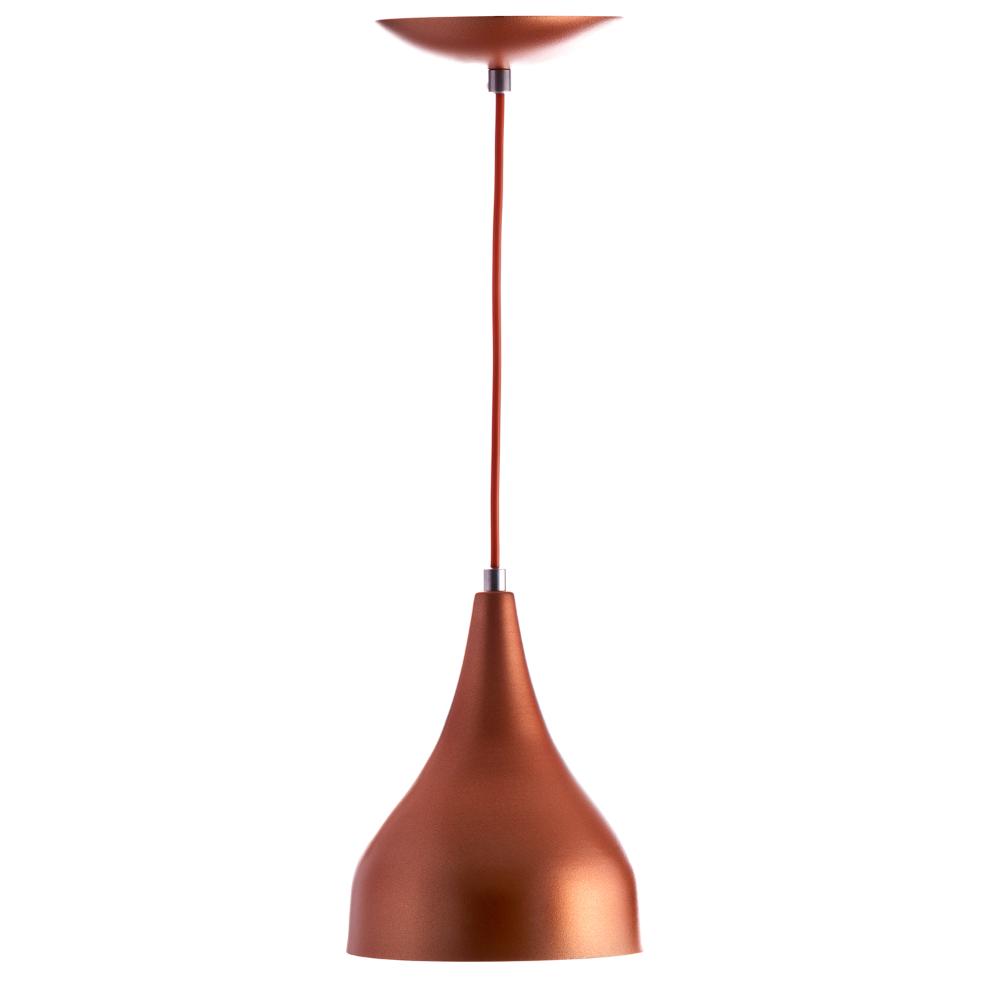 2 Lustres Pendente Gota Pequena Alumínio 21cm Cobre + Lampada