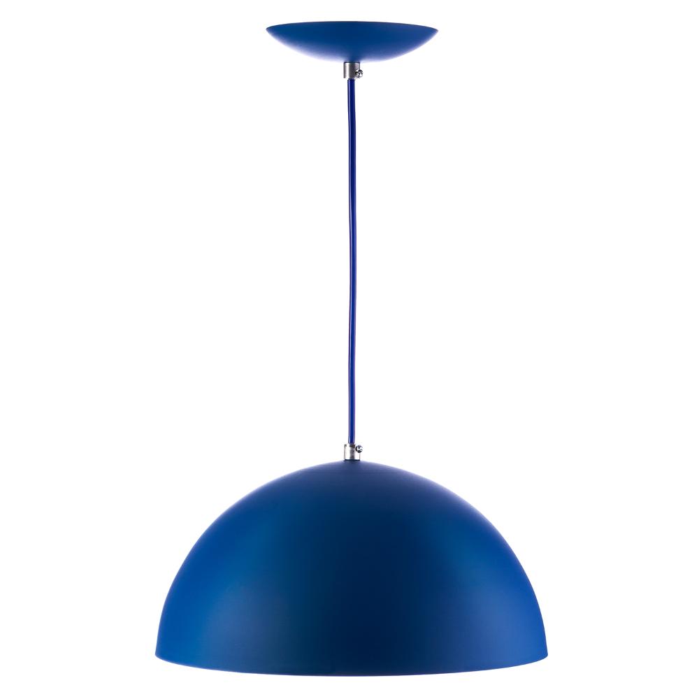 2 Lustres Pendente Meia Lua 40cm Alumínio Azul + Lampada