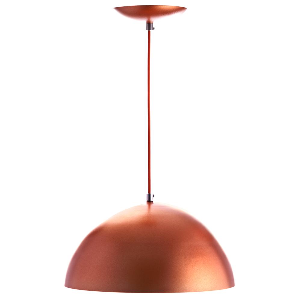2 Lustres Pendente Meia Lua 40cm Alumínio Cobre + Lampada