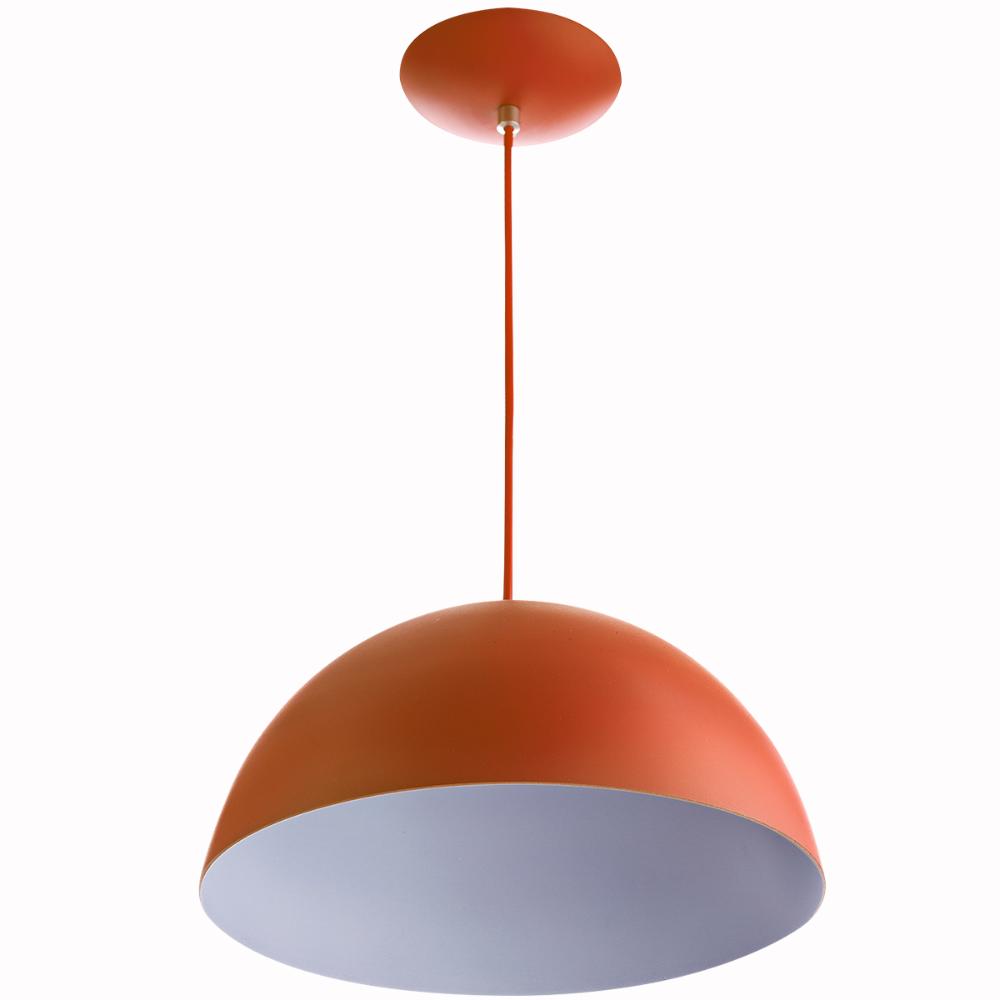 2 Lustres Pendente Meia Lua 40cm Alumínio Cobre + Lampada
