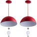 2 Lustres Pendente Meia Lua 40cm Alumínio Vermelho + Lampada