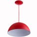 2 Lustres Pendente Meia Lua 40cm Alumínio Vermelho + Lampada