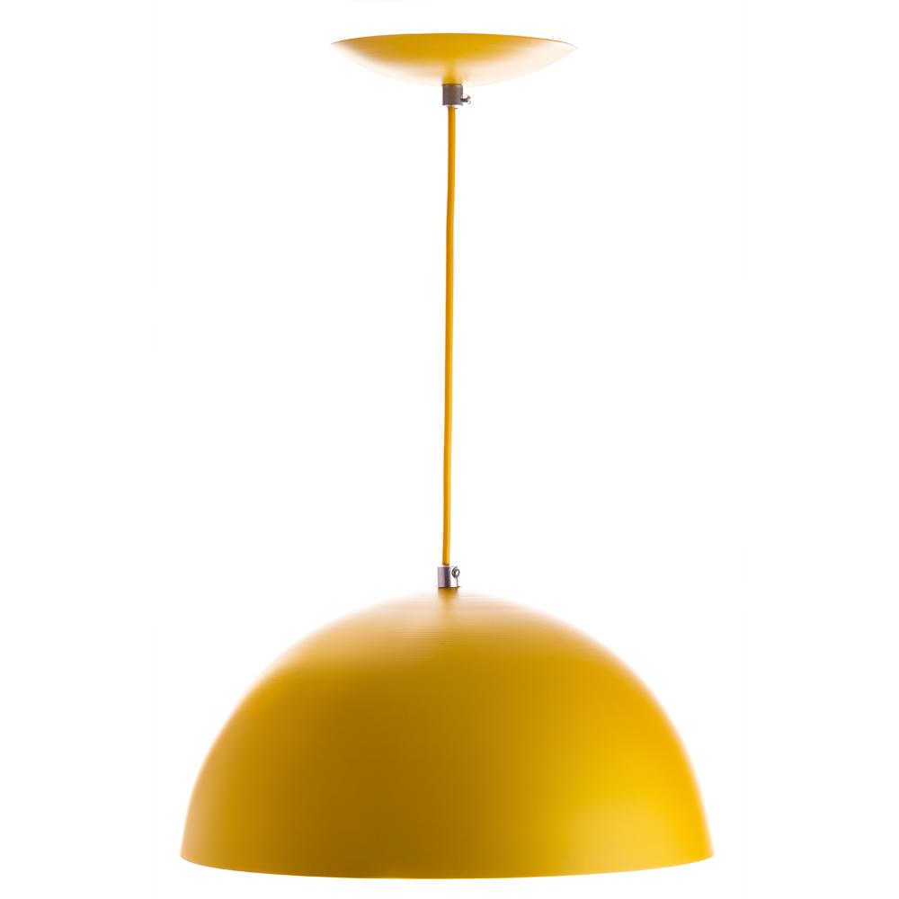 2 Lustres Pendente Meia Lua 40cm Amarela + Lampada