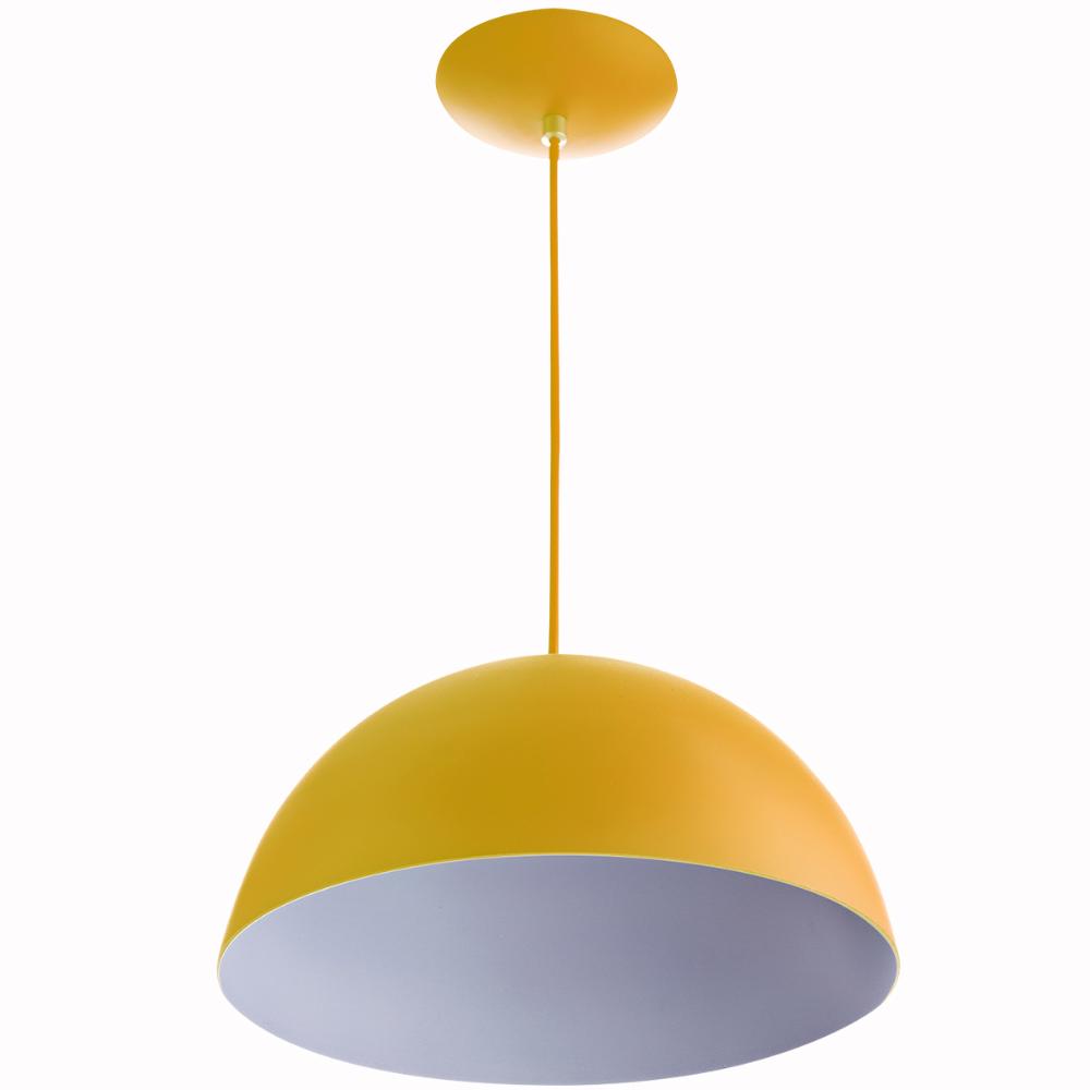2 Lustres Pendente Meia Lua 40cm Amarela + Lampada