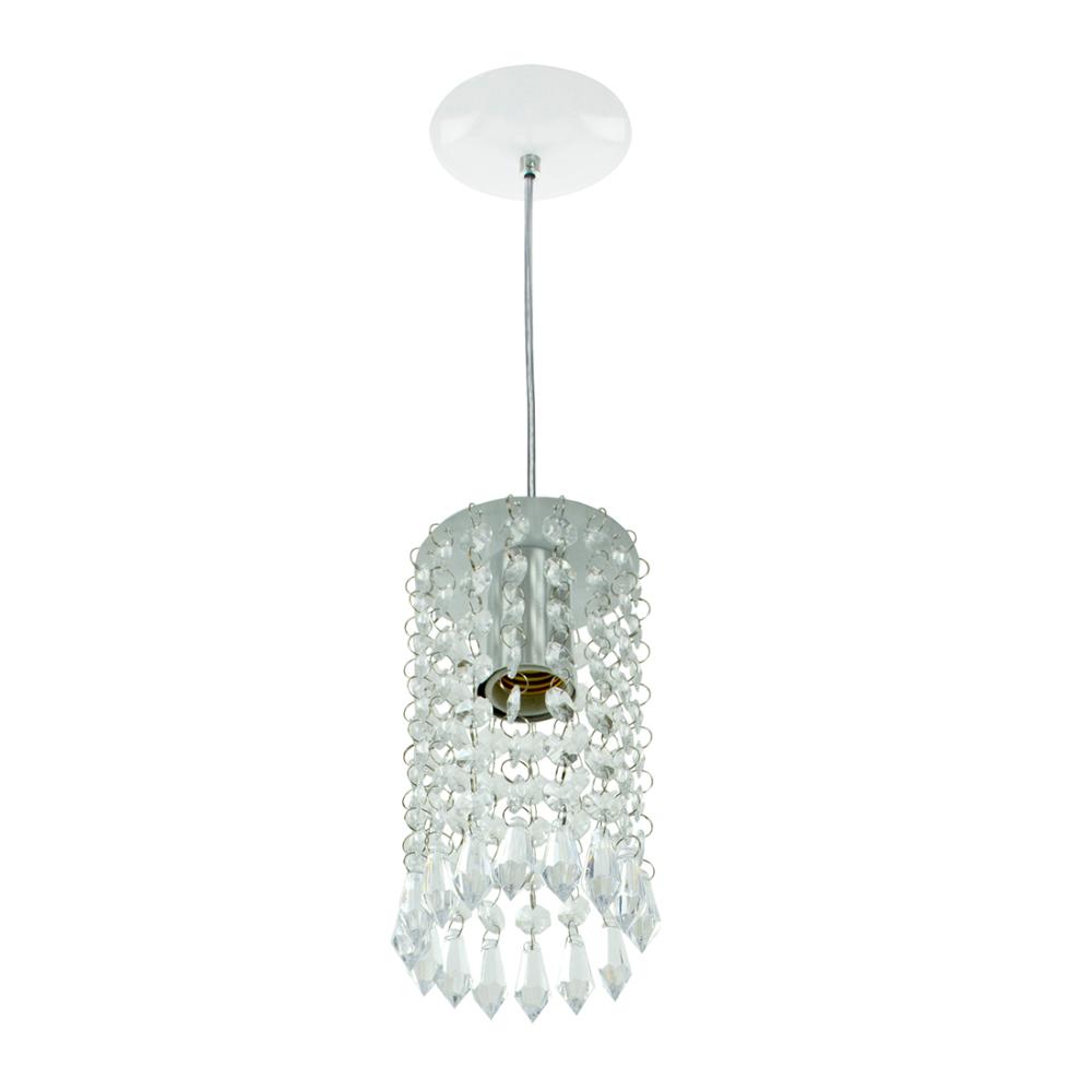 2 Pendente Manucrillic + 2 Pd Clearcrilic Cristal Ac. Branco