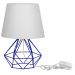 Abajur Diamante Branco Texturizado Com Aramado Azul Metálico