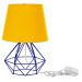 Abajur Diamante Dome Amarelo  Com Aramado Azul Metálico