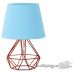 Abajur Diamante Dome Azul Bebe Com Aramado Cobre