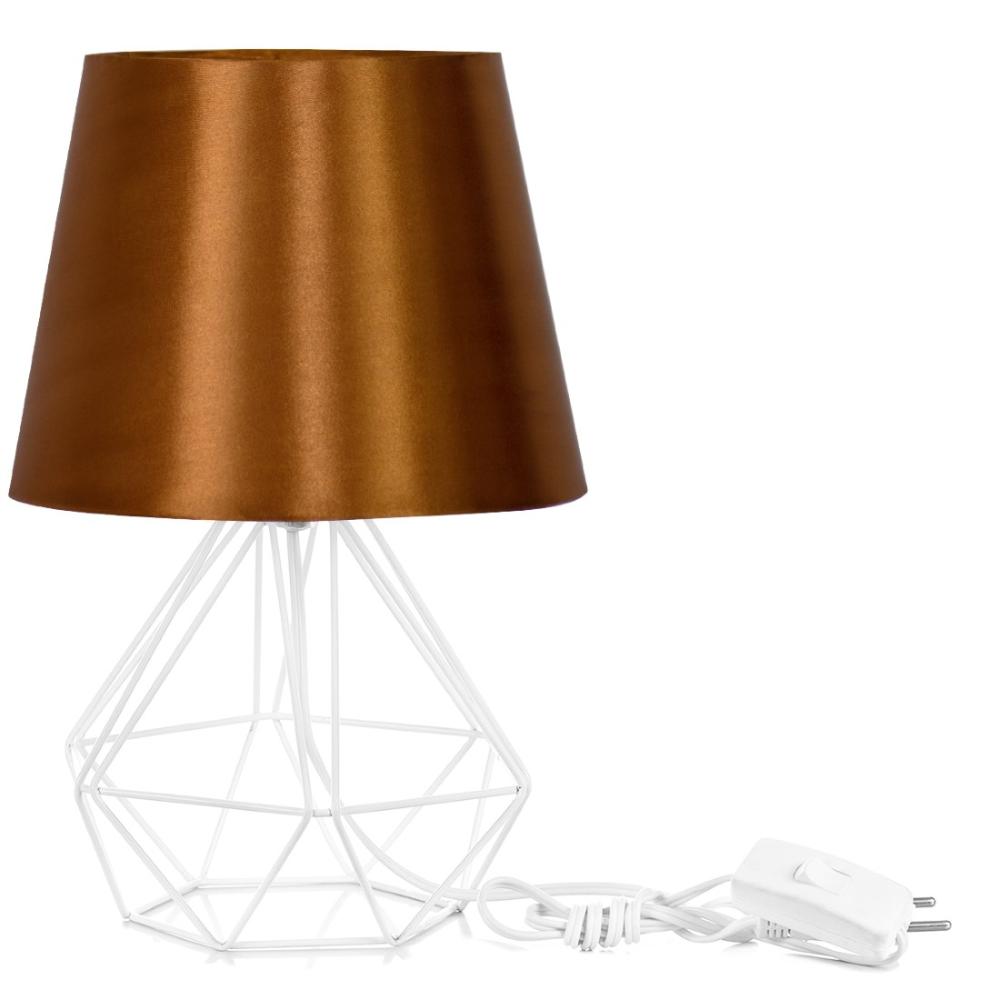 Abajur Diamante Dome Cobre Com Aramado Branco