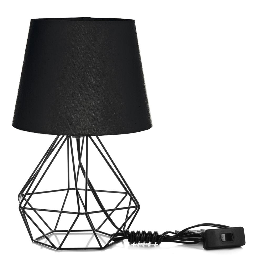 Abajur Diamante Dome Preto Com Aramado Preto