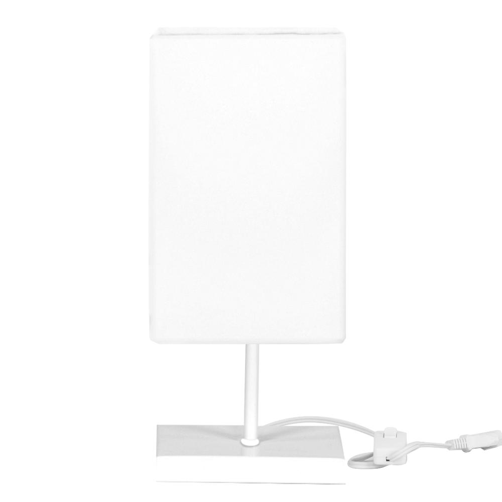 Abajur Eros Quad Branco com Base Inox Branca
