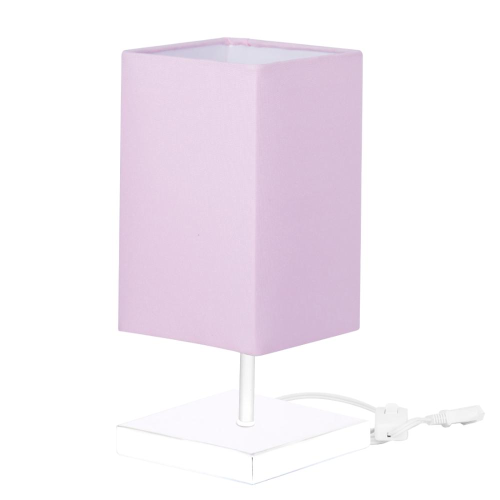 Abajur Eros Quad Rosa com Base Inox Branca