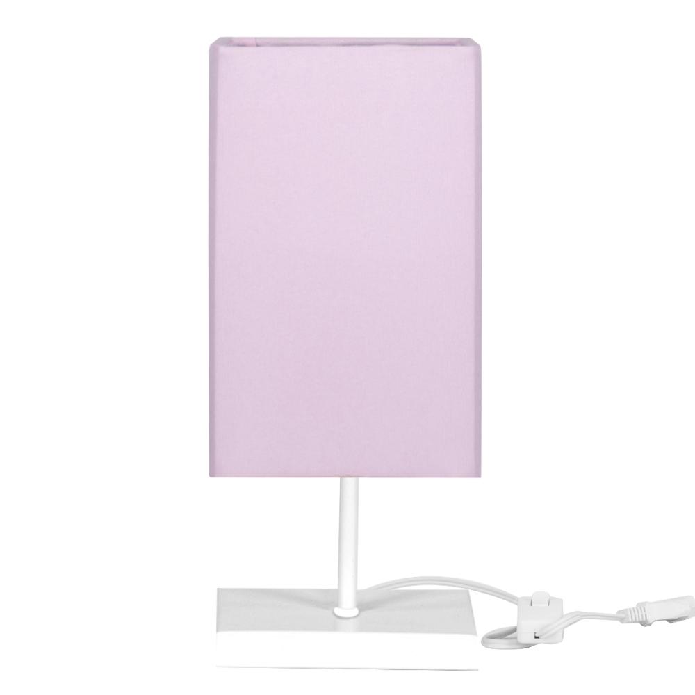 Abajur Eros Quad Rosa com Base Inox Branca