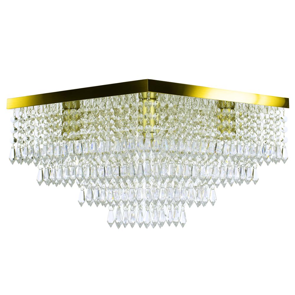 Kit 1 Lustre Cristal Acr Dream + 2 Pendentes Spark Dourado