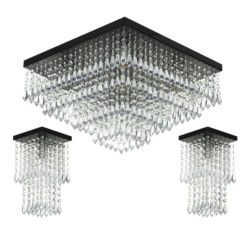 Kit 1 Lustre Cristal Acr. Dream + 2 Lustres Spark Preto