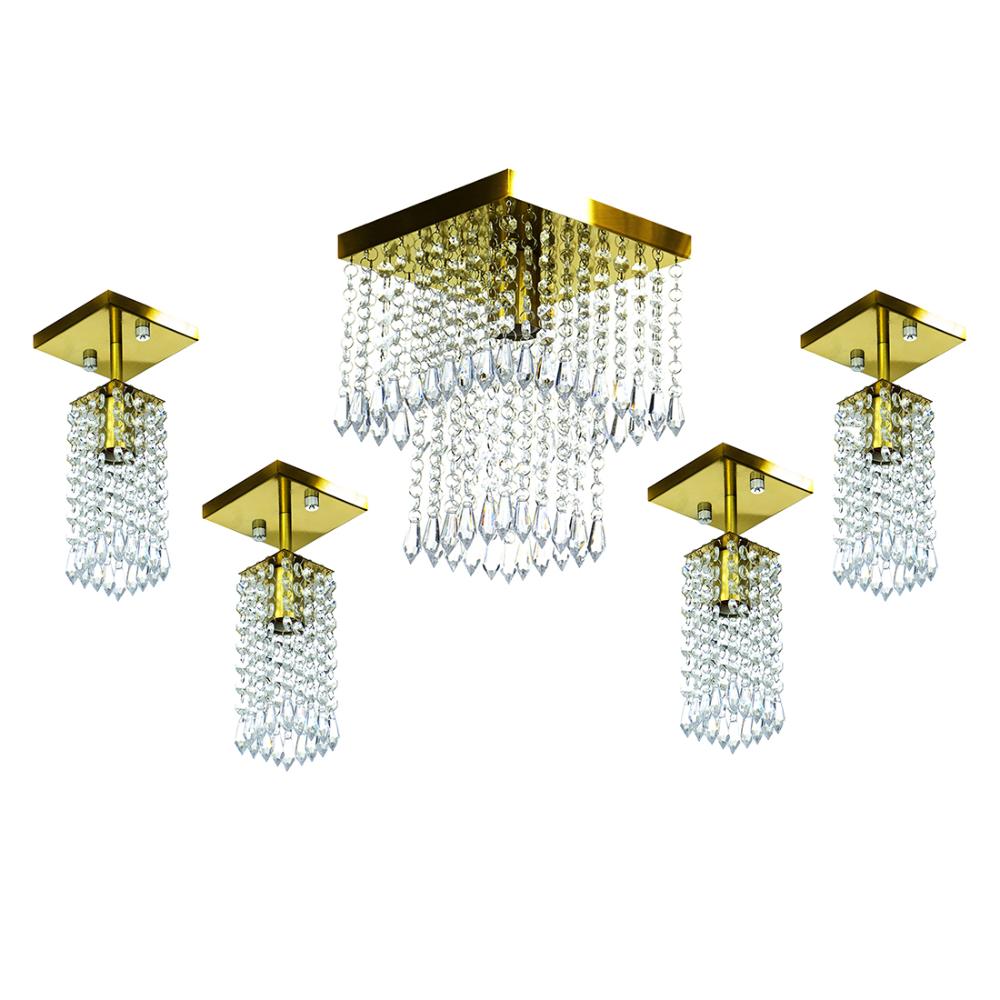 Kit 1 Lustres Cristal Acr. Marrycrillic +4 Clearcrilic Gold.