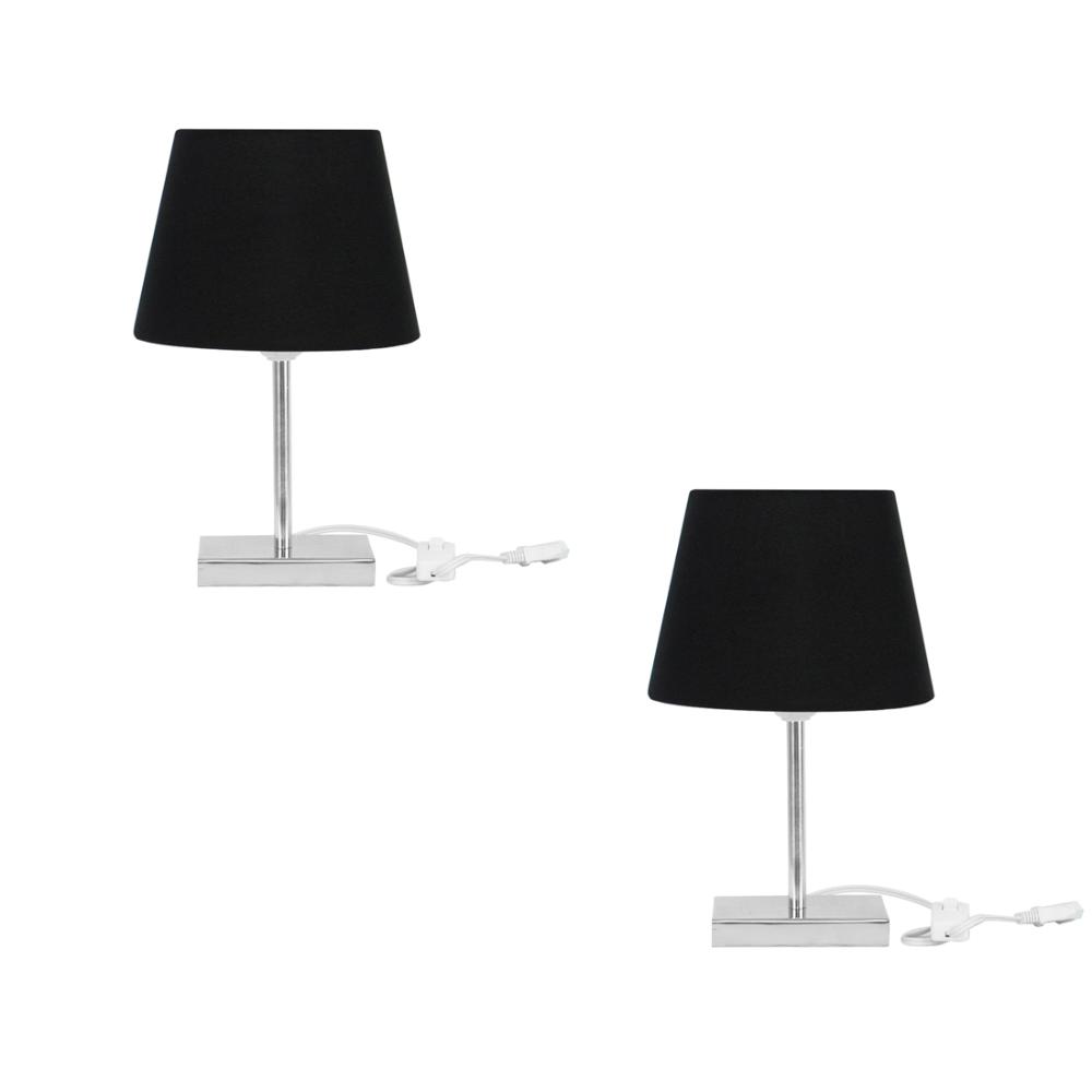 Kit 2 Abajur Eros Dome Preto com Base Quadrada Magnifico