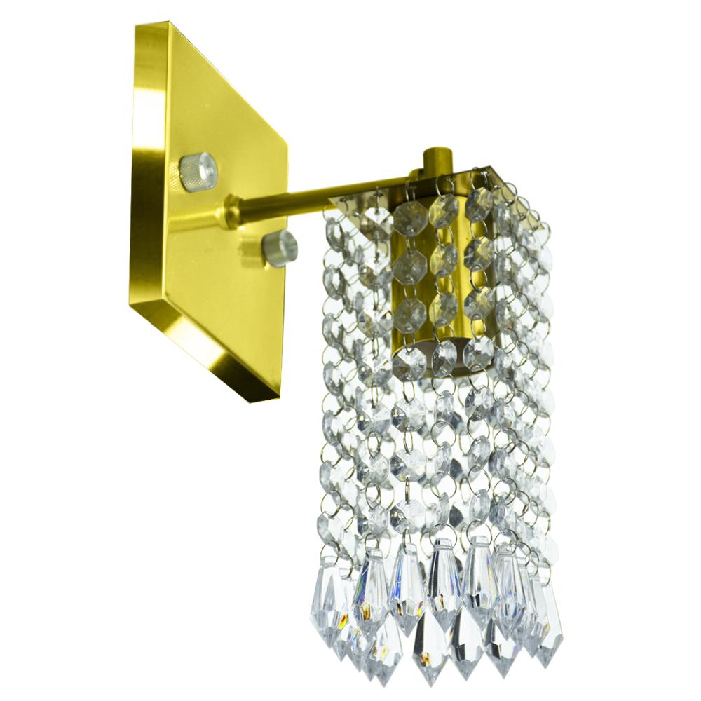 Kit 2 Arandelas Cristal Acril. Clearcrillic Quadrada Dourado