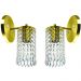 Kit 2 Arandelas Cristal Acril. Clearcrillic Redonda Dourado