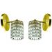 Kit 2 Arandelas Cristal Legitimo Clearwall Redonda Dourada