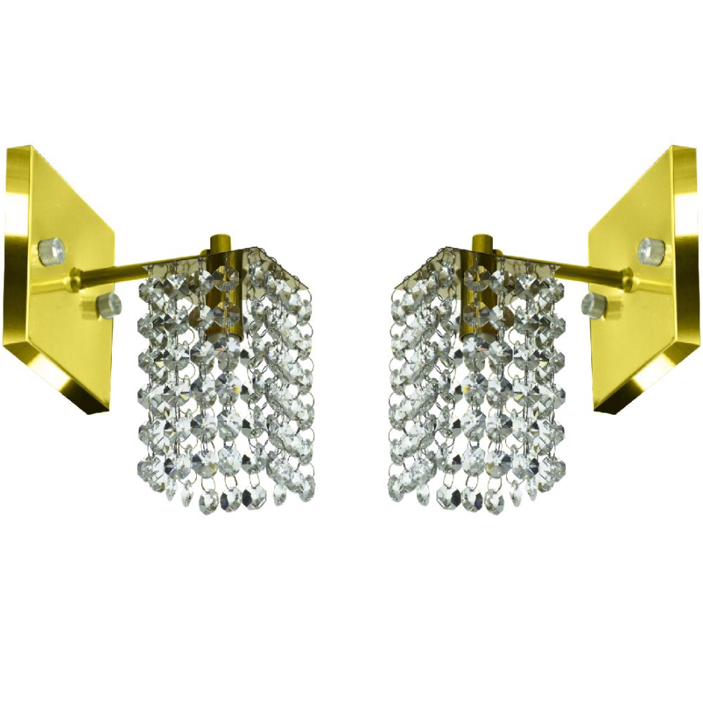 Kit 2 Arandelas De Cristal Legitimo Clearcast Dourada