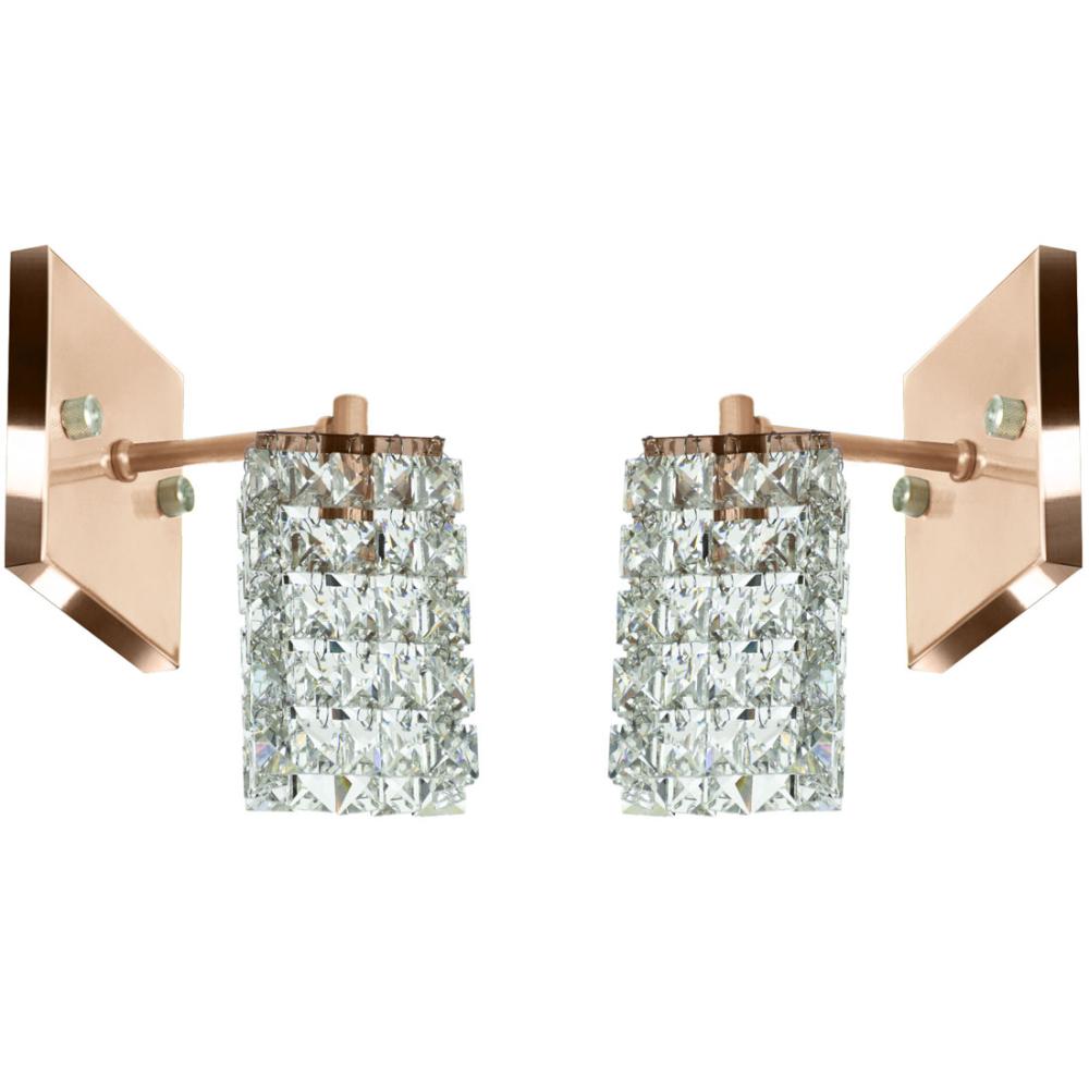 Kit 2 Arandelas De Cristal Legitimo Clearwall Cobre
