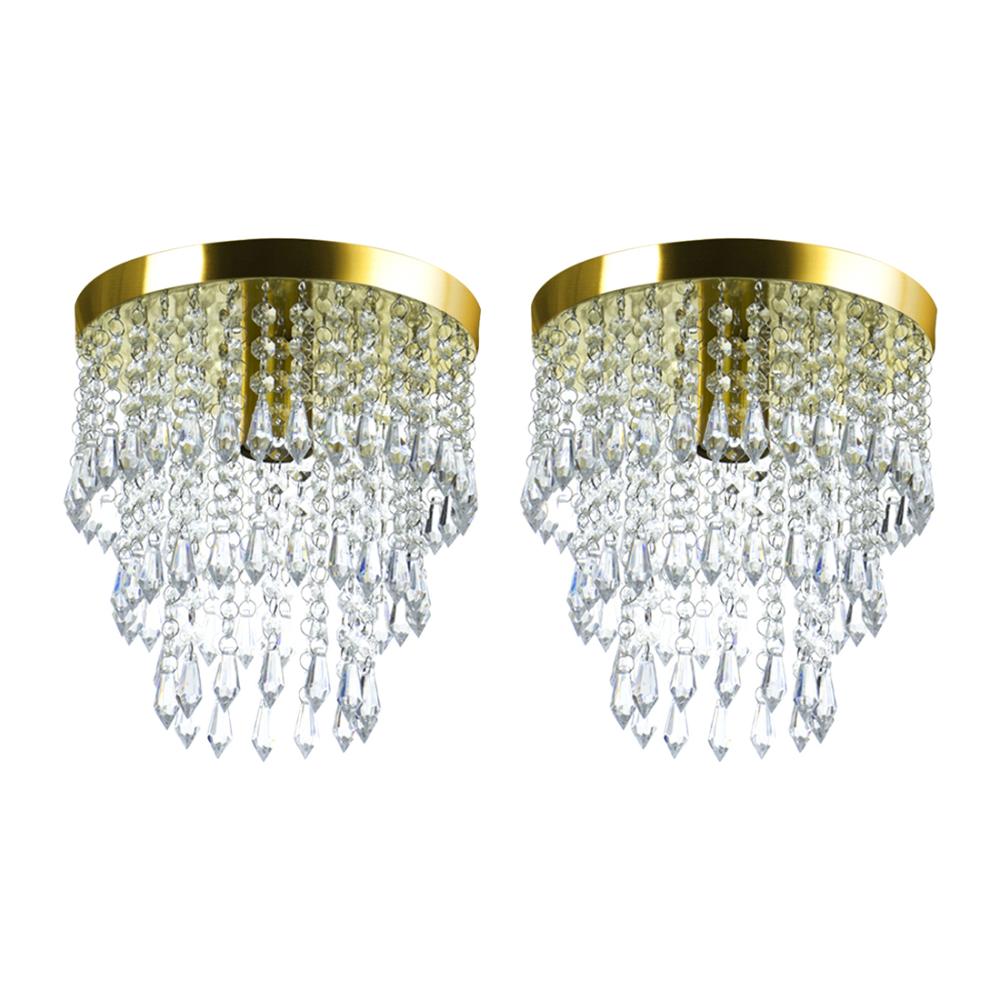Kit 2 Lustre De Cristal Acrilico Manucrillic Dourado.