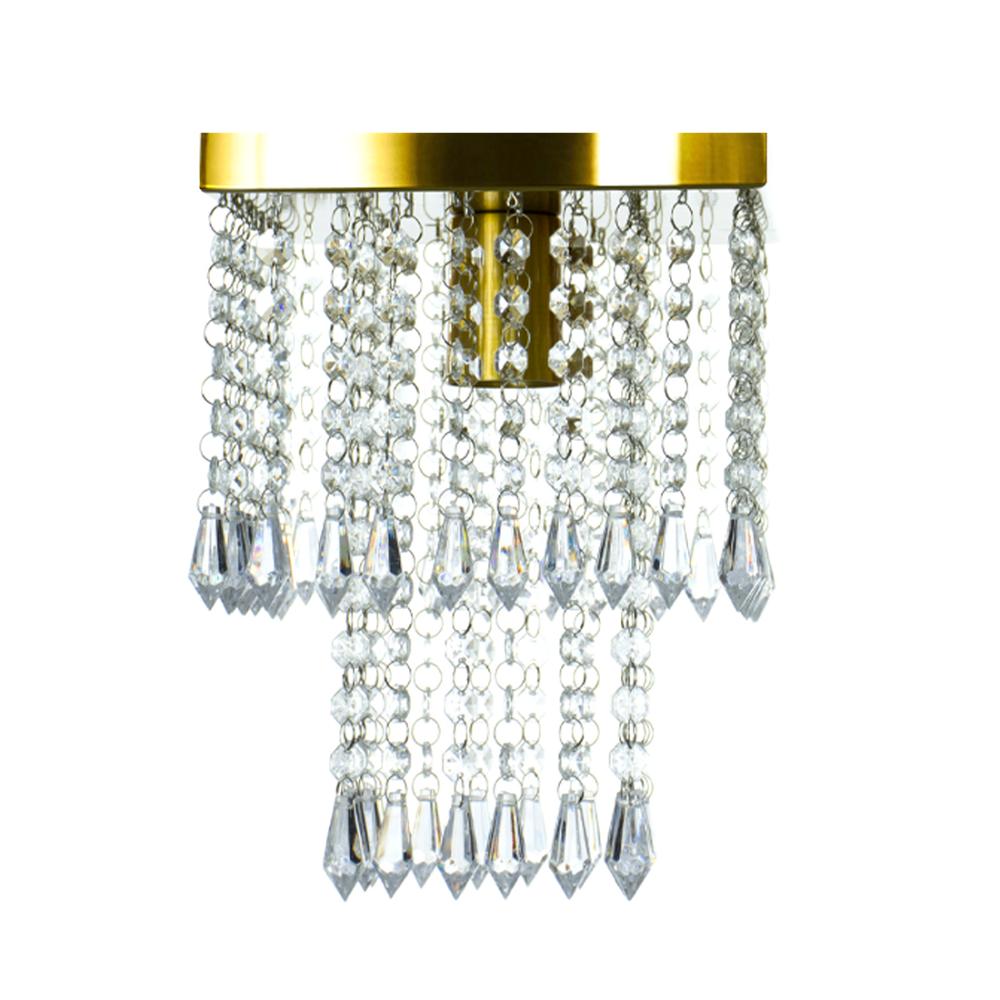 Kit 2 Lustre De Cristal Acrilico Marrycrilic Dourado.