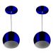 Kit 2 Lustre Pendente Bola Media Alumínio 23cm Azul Metalico