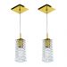 Kit 2 Lustre Pendente Clearcrillic Cristal Acrílico Dourado