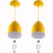 Kit 2 Lustre Pendente Cone De Alumínio 20x14cm Amarelo + Lampada