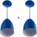Kit 2 Lustre Pendente Cone De Alumínio 20x14cm Azul