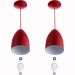 Kit 2 Lustre Pendente Cone De Alumínio 20x14cm Vermelho + Lampada