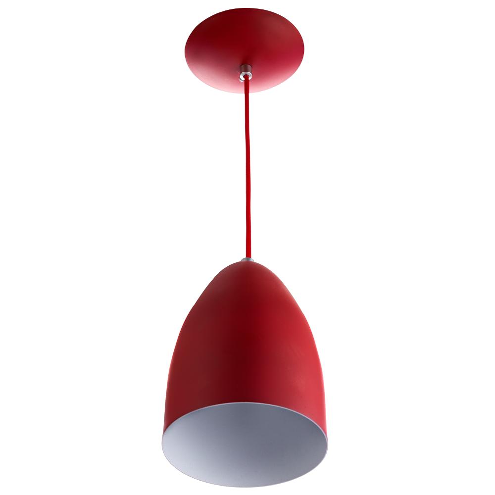 Kit 2 Lustre Pendente Cone De Alumínio 20x14cm Vermelho