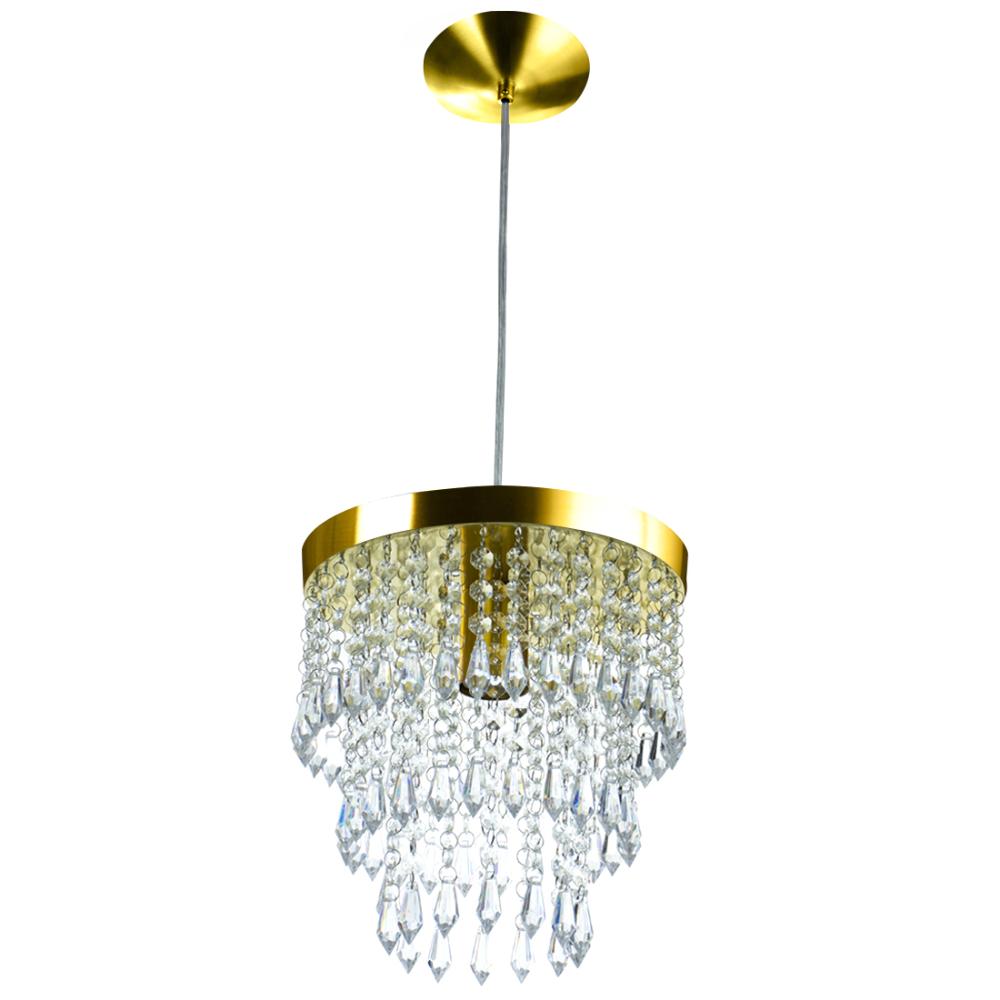 Kit 2 Lustre Pendente De Cristal Acrílico Manucrilic Dourado