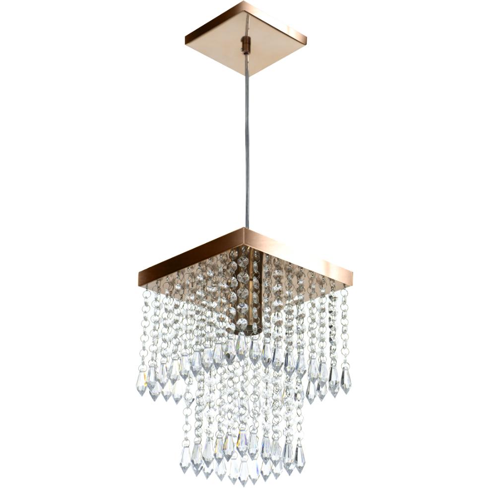 Kit 2 Lustre Pendente De Cristal Acrílico Marrycriic Cobre