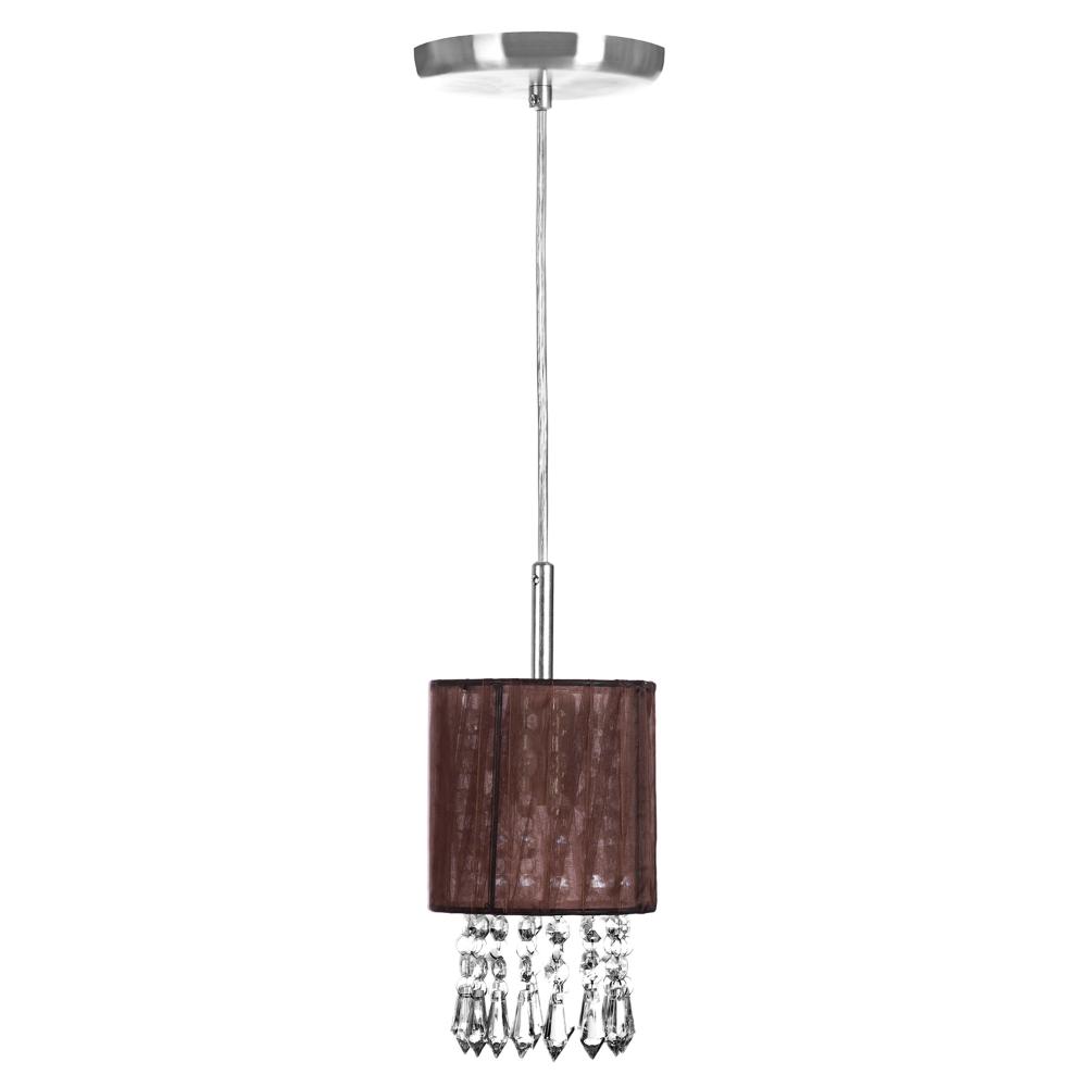 Kit 2 Lustre Pendente Redondo Cupula Cganza Cristal Acrílc Marrom