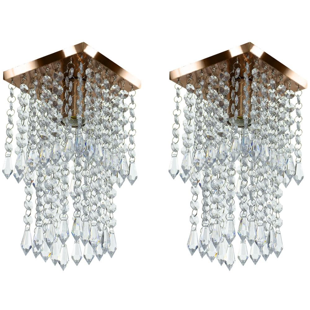 Kit 2 Lustre Plafon De Cristal Acrilico Spark Cobre
