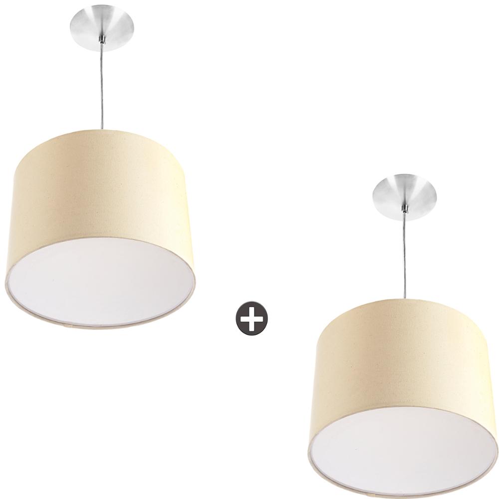 Kit 2 Lustres Cupula Pendente Dome 30x20cm Magnífico Bege